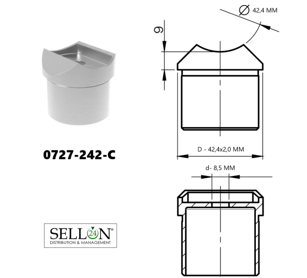 Pfosten Boden 42,4 Geländer Balkon Treppengeländer Steher Rundrohr Edelstahl V2A